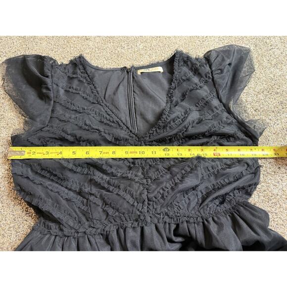 WAYWARD FANCIES eShakti Black V Neck Ruffle Mesh Tulle Dress Size Medium Whimsy - Picture 7 of 7
